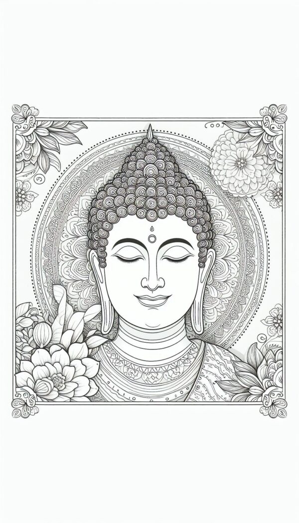 Lord Buddha coloring pages for Adults