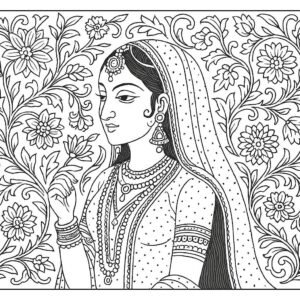Mughal art coloring pages for Adults
