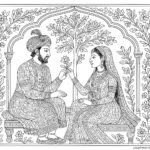 Mughal art coloring pages for Adults