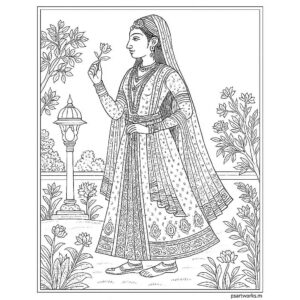 Mughal art coloring pages for Adults