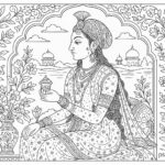 Mughal art coloring pages for Adults