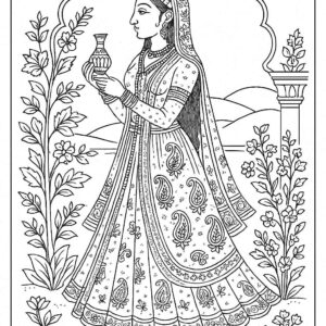 Mughal art coloring pages for Adults