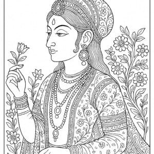 Mughal art coloring pages for Adults