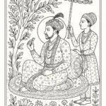 Mughal art coloring pages for Adults