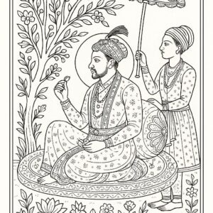 Mughal art coloring pages for Adults