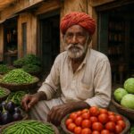 Portrait of a rajsthani man selling vegetables