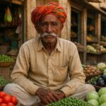 Portrait of a rajsthani man selling vegetables
