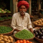 Portrait of a rajsthani man selling vegetables