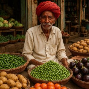 Portrait of a rajsthani man selling vegetables