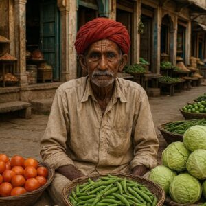 Portrait of a rajsthani man selling vegetables