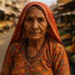 Portrait of a rajsthani woman selling vegetables