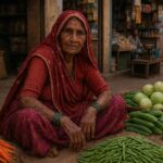 Portrait of a rajsthani woman selling vegetables