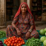 Portrait of a rajsthani woman selling vegetables