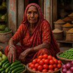 Portrait of a rajsthani woman selling vegetables