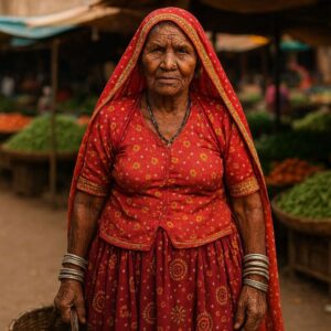 Portrait of a rajsthani woman selling vegetables