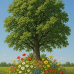 Tree illustration on white isolated background