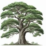 Tree illustration on white isolated background