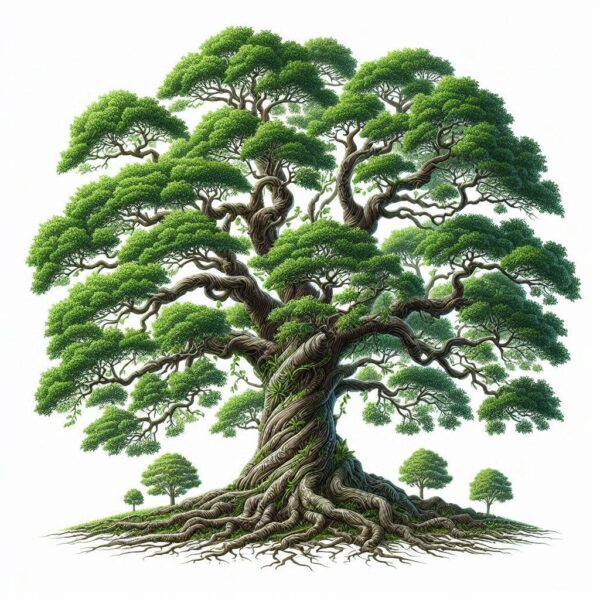 Tree illustration on white isolated background