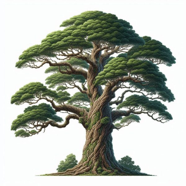 Tree illustration on white isolated background