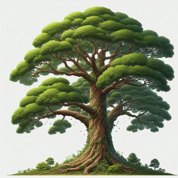 Tree illustration on white isolated background