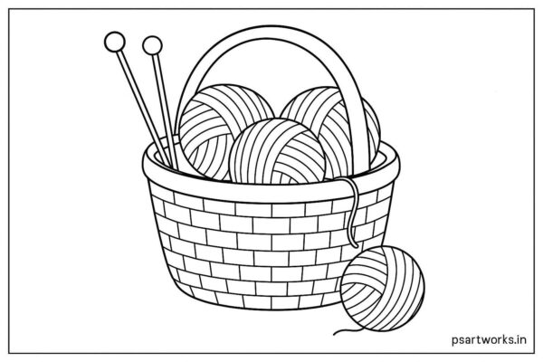 Wool basket coloring pages