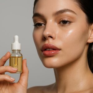 High-end beauty close-up and sharp focus with shallow depth of field