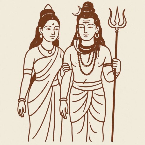 Shiv and Parvati art illustration