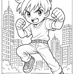 Anime Cute Boy Coloring Page
