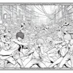Anime Fight Scene Coloring Page