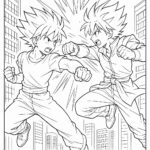 Anime Fight Scene Coloring Page