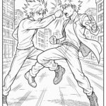 Anime Fight Scene Coloring Page