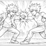 Anime Fight Scene Coloring Page