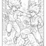 Anime Fight Scene Coloring Page