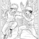 Anime Fight Scene Coloring Page