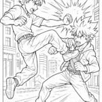 Anime Fight Scene Coloring Page