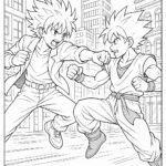 Anime Fight Scene Coloring Page