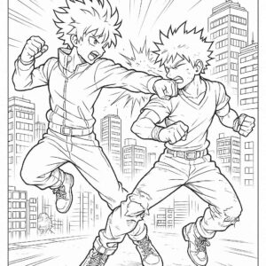 Anime Fight Scene Coloring Page