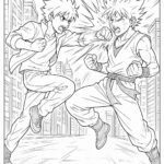 Anime Fight Scene Coloring Page