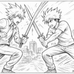 Anime Fight Scene Coloring Page