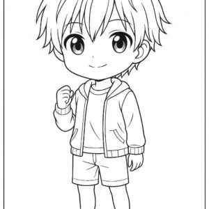 Anime Cute Boy Coloring Page