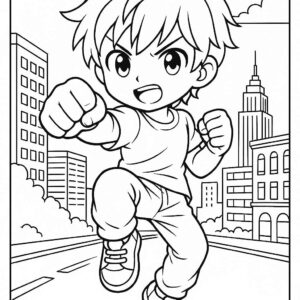 Anime Cute Boy Coloring Page