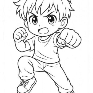Anime Cute Boy Coloring Page