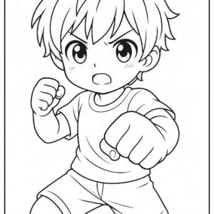Anime Cute Boy Coloring Page