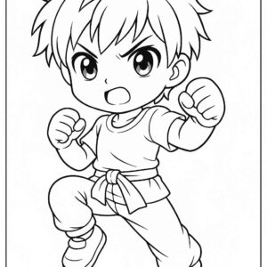 Anime Cute Boy Coloring Page