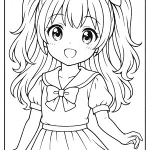 Anime cute girl Coloring Page