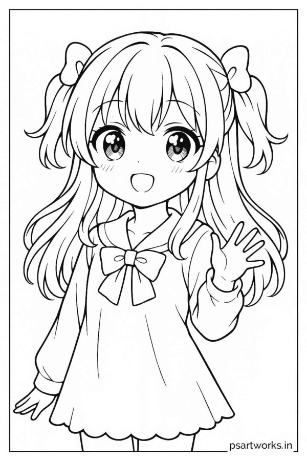 Anime cute girl Coloring Page