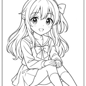 Anime cute girl Coloring Page