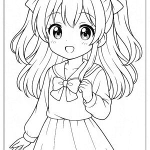 Anime cute girl Coloring Page