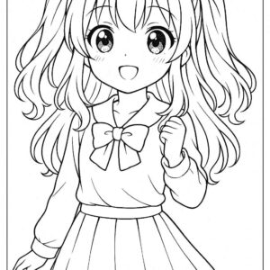 Anime cute girl Coloring Page