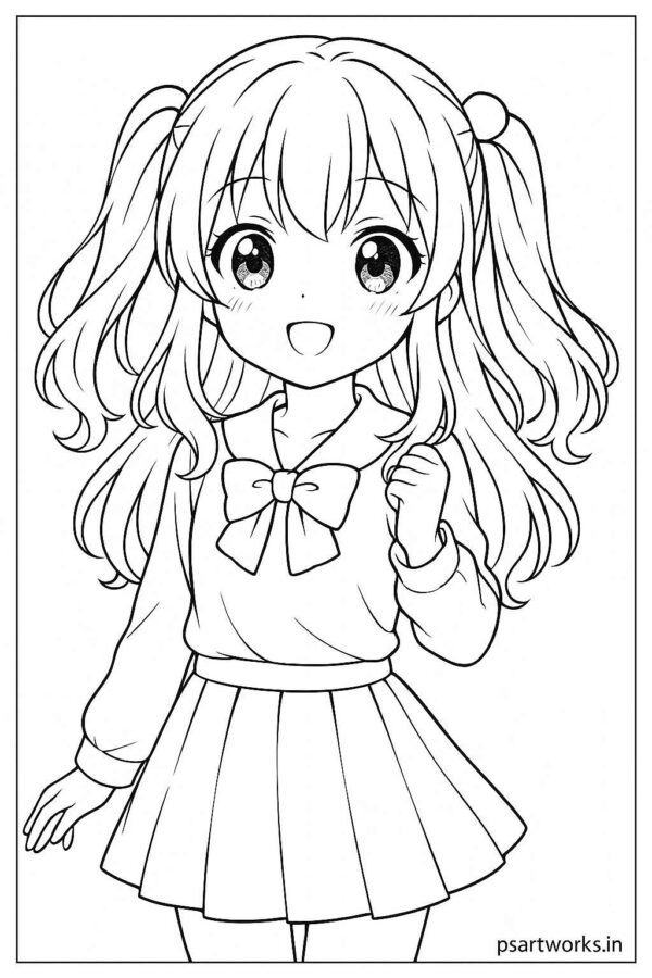 Anime cute girl Coloring Page